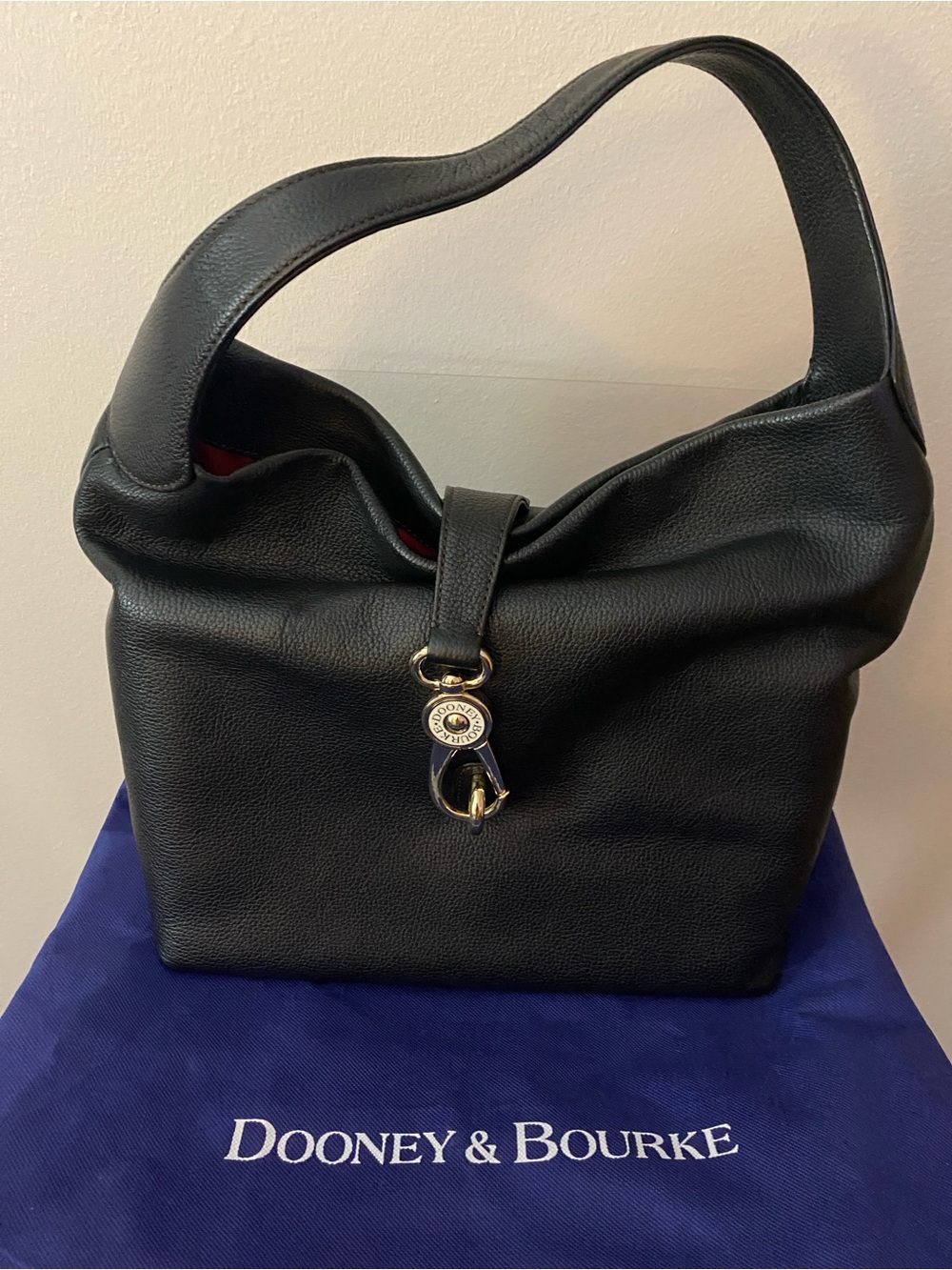 Authentic Dooney & Bourke Black Pebble Leather Shoulder Bag
